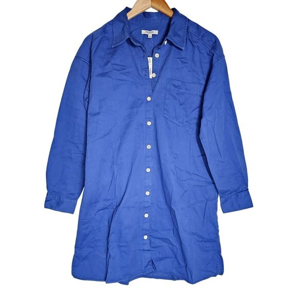 Madewell Mini Shirt Dress in (Re)generative Chino Button-Up Blue Women Small NWT - Picture 6 of 16